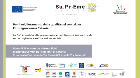  A Catania nasce un Piano di Azione Locale per migliorare i servizi di accoglienza,  la presentazione ufficiale venerdÃ¬ 25 novembre alle 15.30
